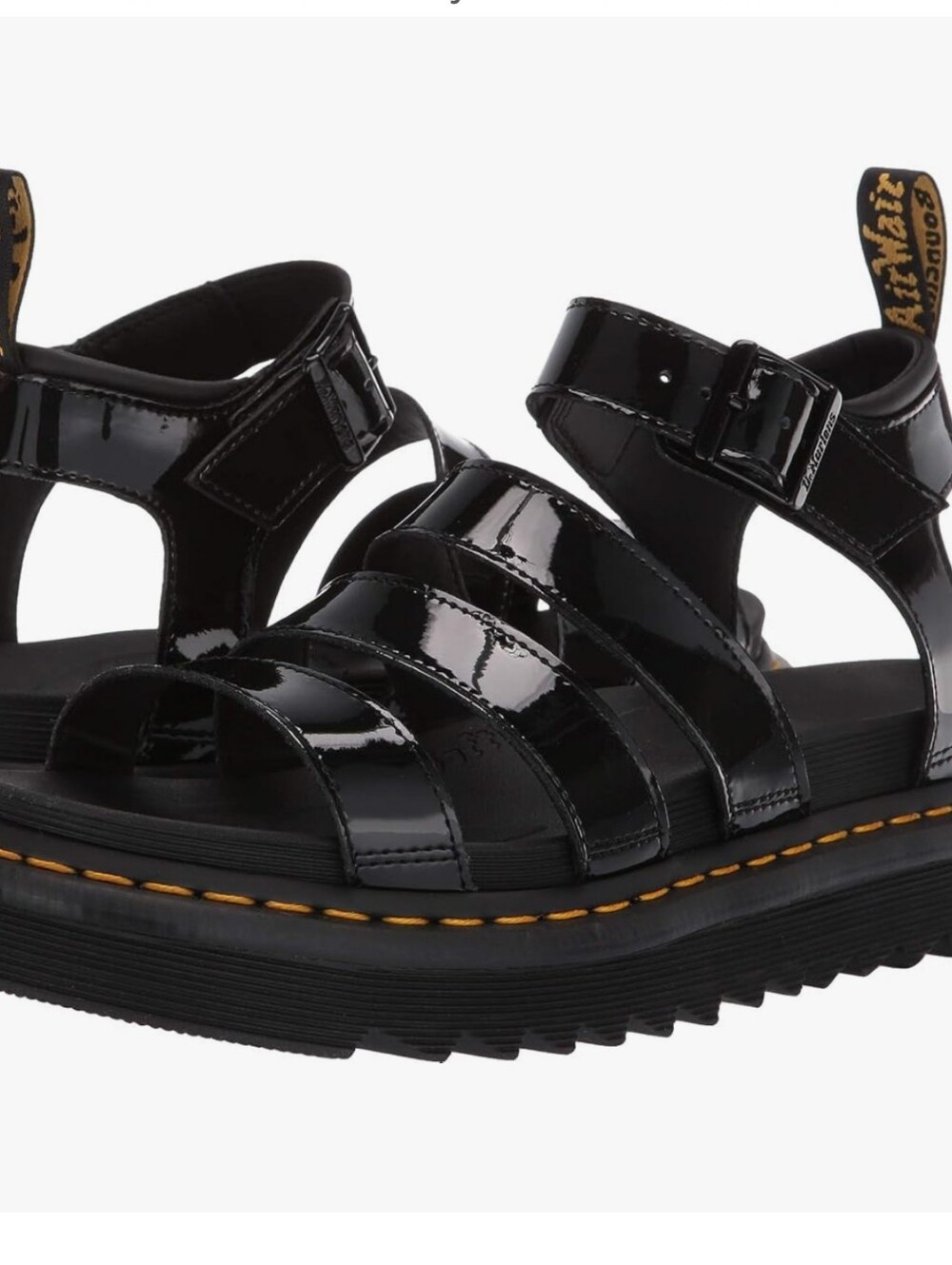 Dr. Martens Black Patent Leather Platform Sandals